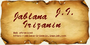 Jablana Irižanin vizit kartica